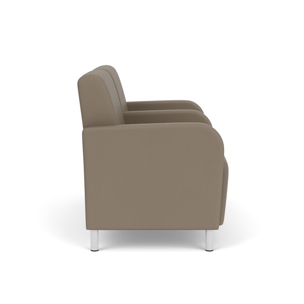 Siena Lounge Reception 2 Seat Tandem Seating, Brushed Steel, MD Farro Upholstery